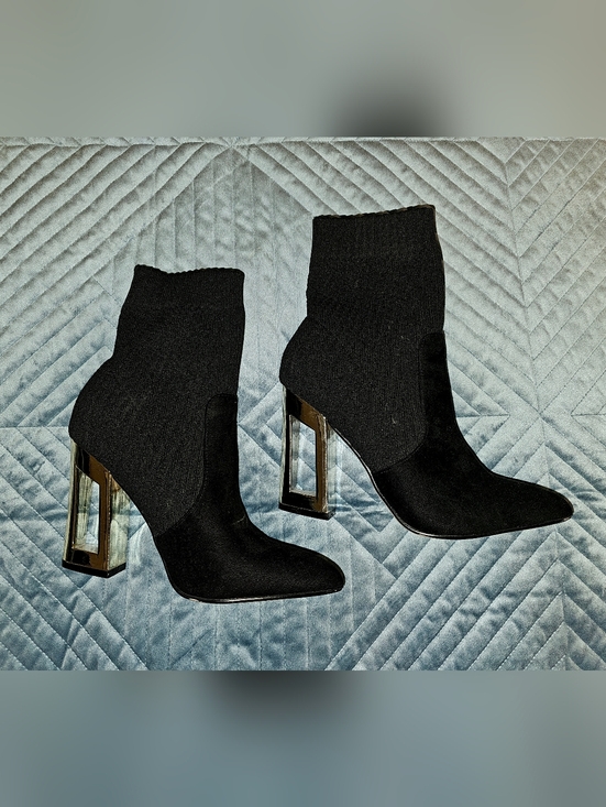 Catherine Malandrino Shoes - 🖤 Catherine Malandrino "Squarie" Sock Boots w/ Metallic Heel, Size 8